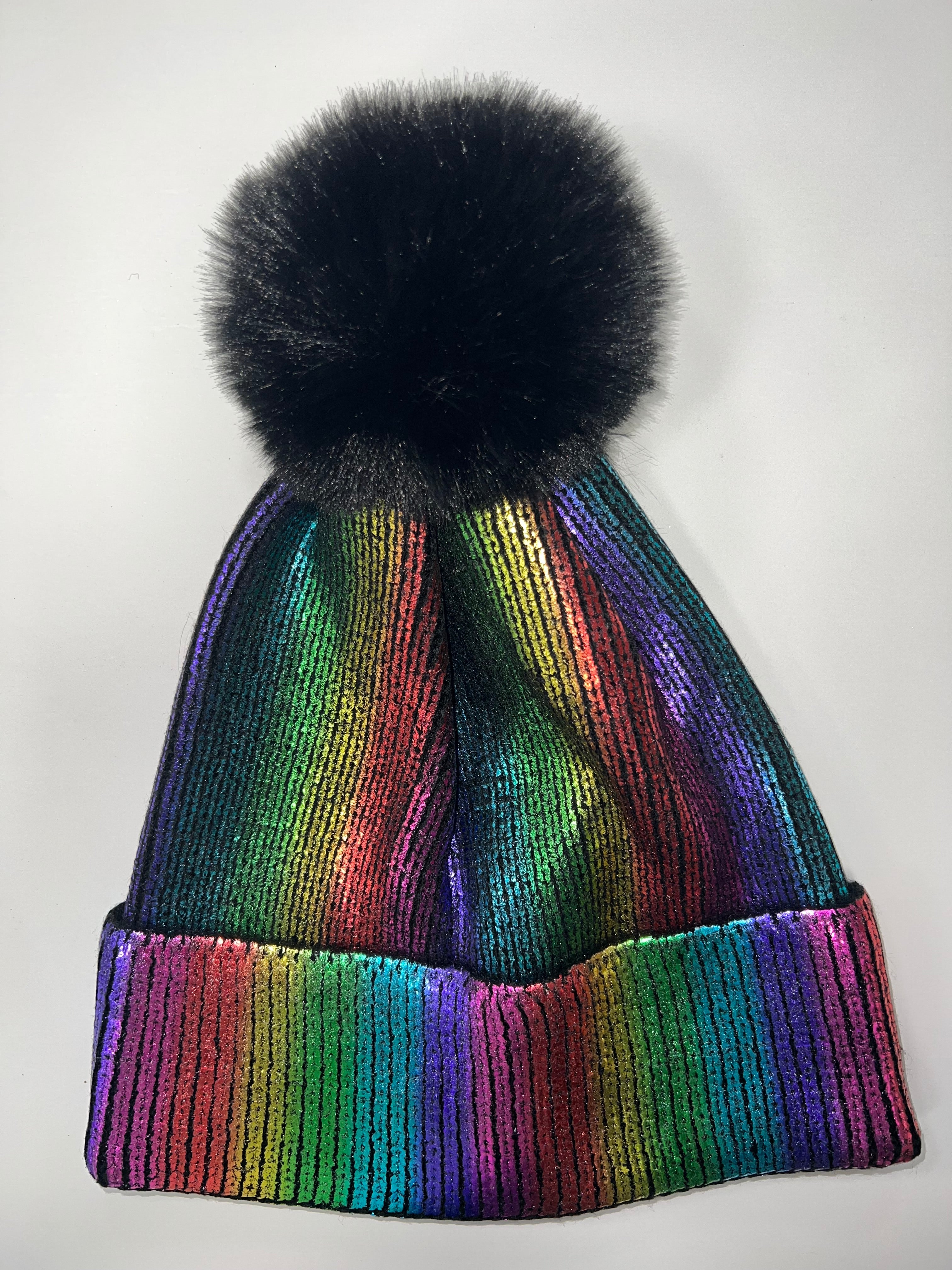 The Pom Pom Winter Hat  - Rainbow Letters / Initials