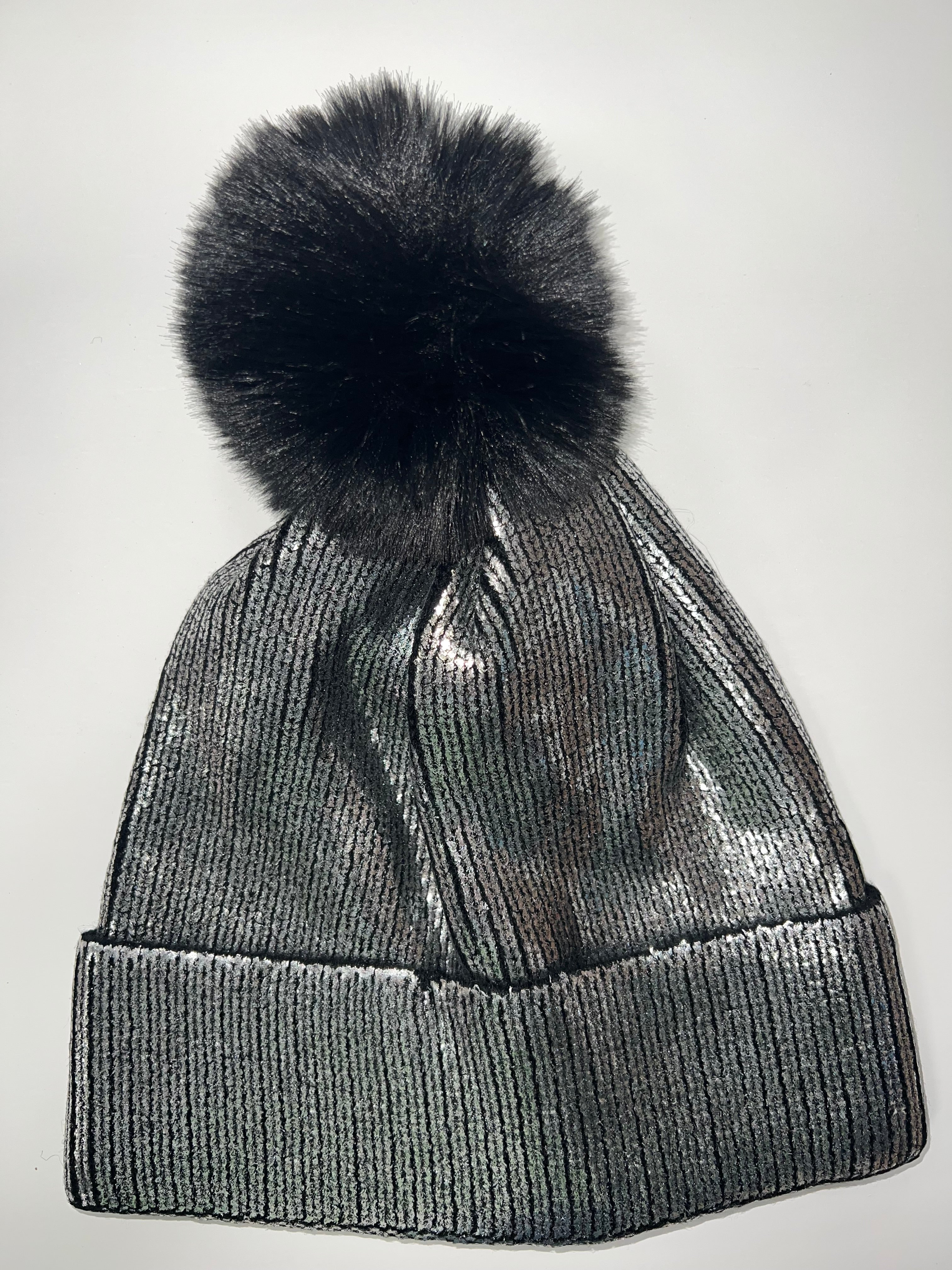 The Pom Pom Winter Hat  - Silver Letters / Initials