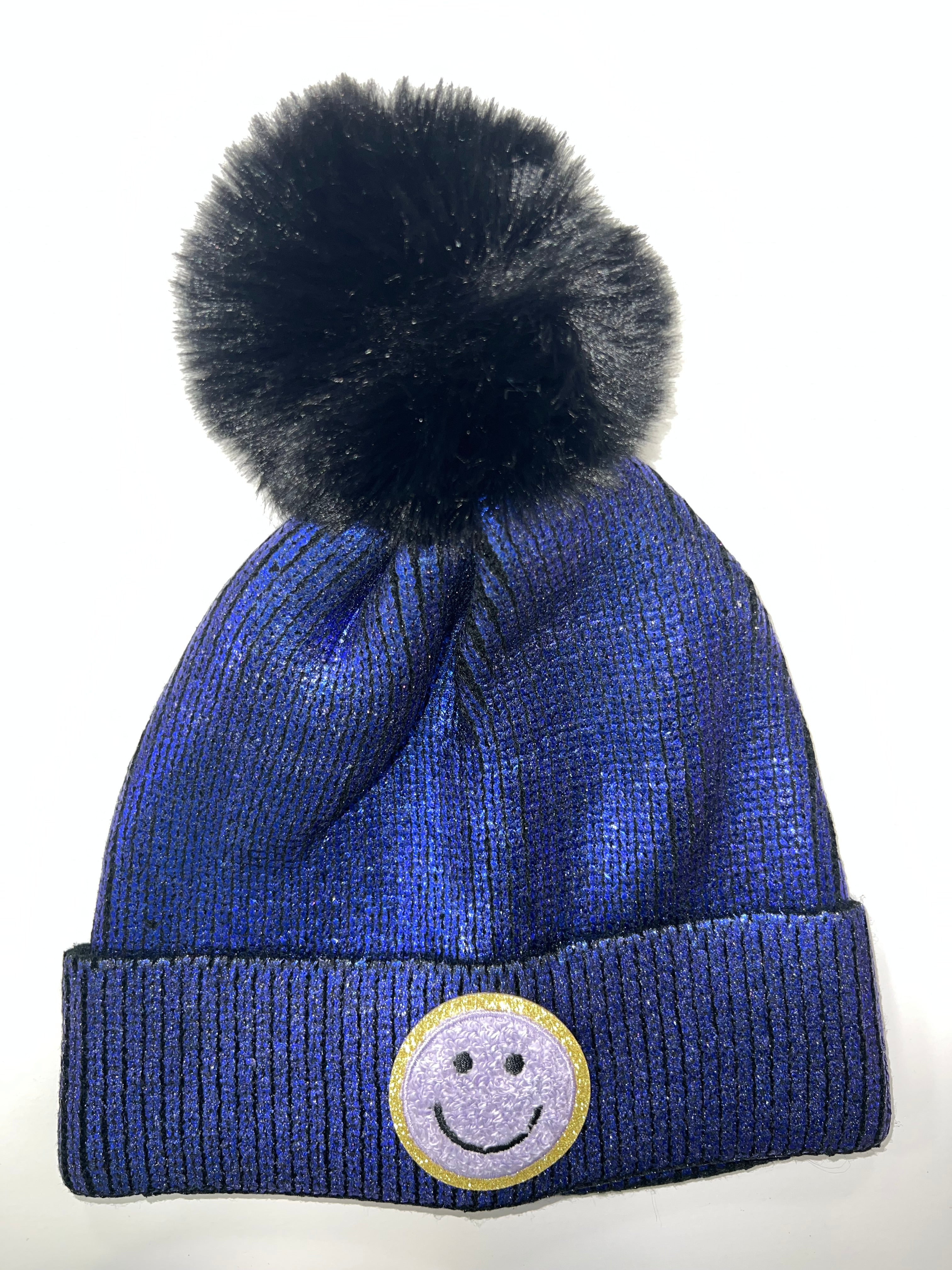 The Pom Pom Winter Hat  - Purple Smiles