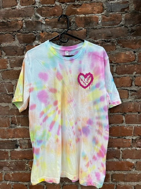 Adult T-shirt - PEACE & HEARTS Rainbow