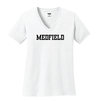 V-Neck Ladies Tees - "MEDFIELD" - Medfield Community Market Event