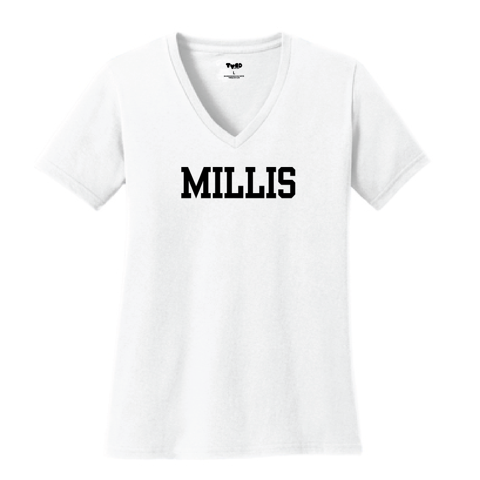 V-Neck Ladies Tees - "MILLIS" - Medfield Community Market Event